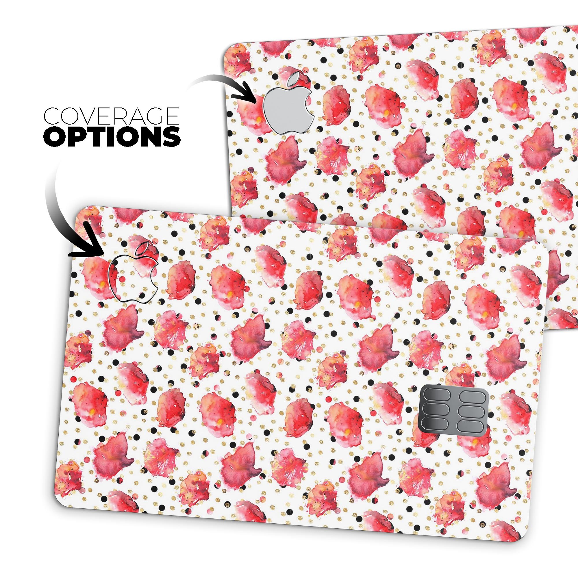 Karamfila Watercolo Poppies V3 decal skin applied on an Apple Card, showcasing vibrant colors and a sleek design.